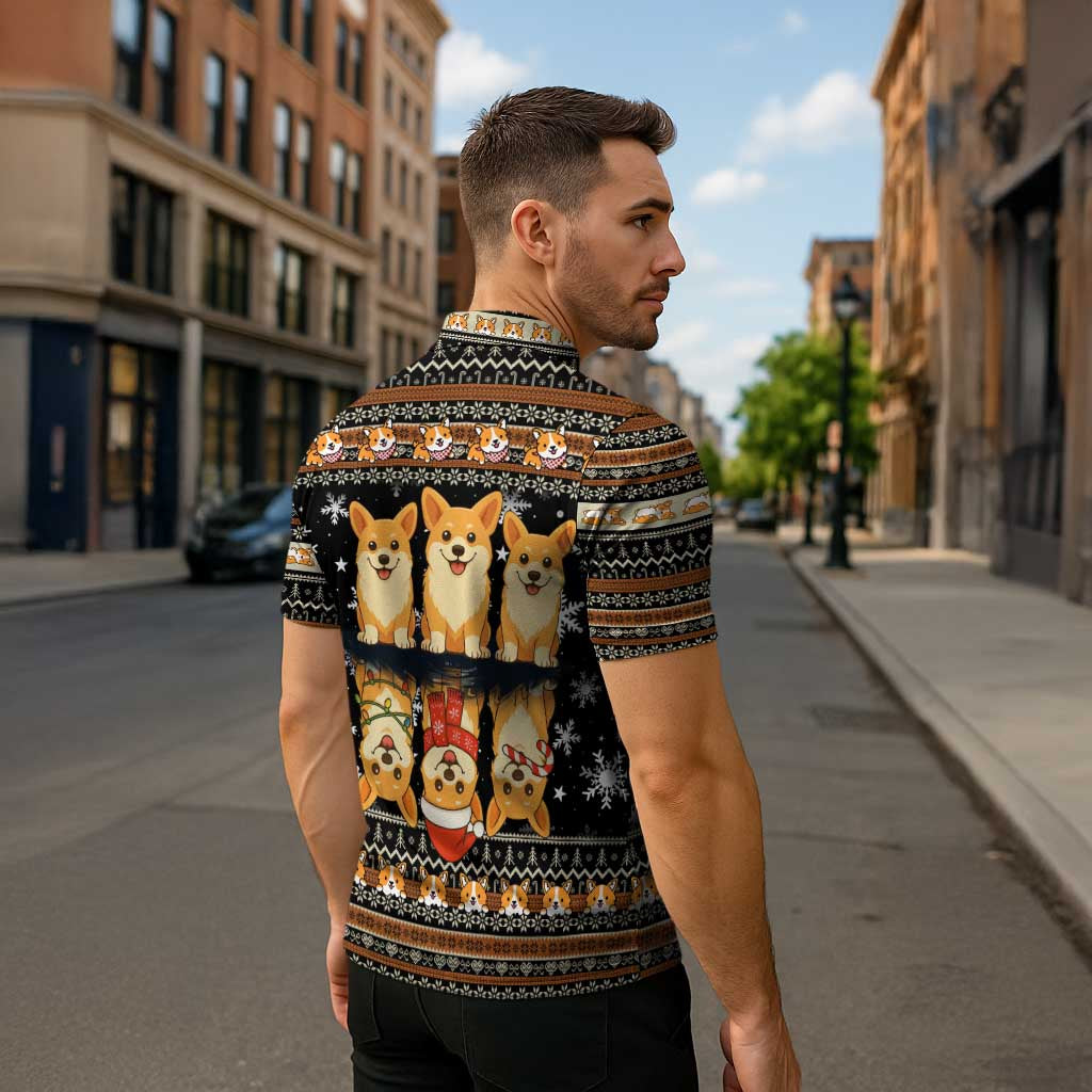 Pembroke Welsh Corgi Dog Christmas Zipper Polo Shirt Xmas Holiday Patterns - Wonder Print Shop