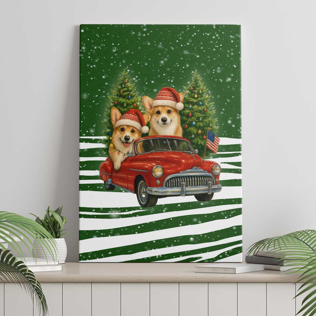 Pembroke Welsh Corgi Dog Xmas Christmas Canvas Wall Art Xmas Holiday Patterns - Wonder Print Shop
