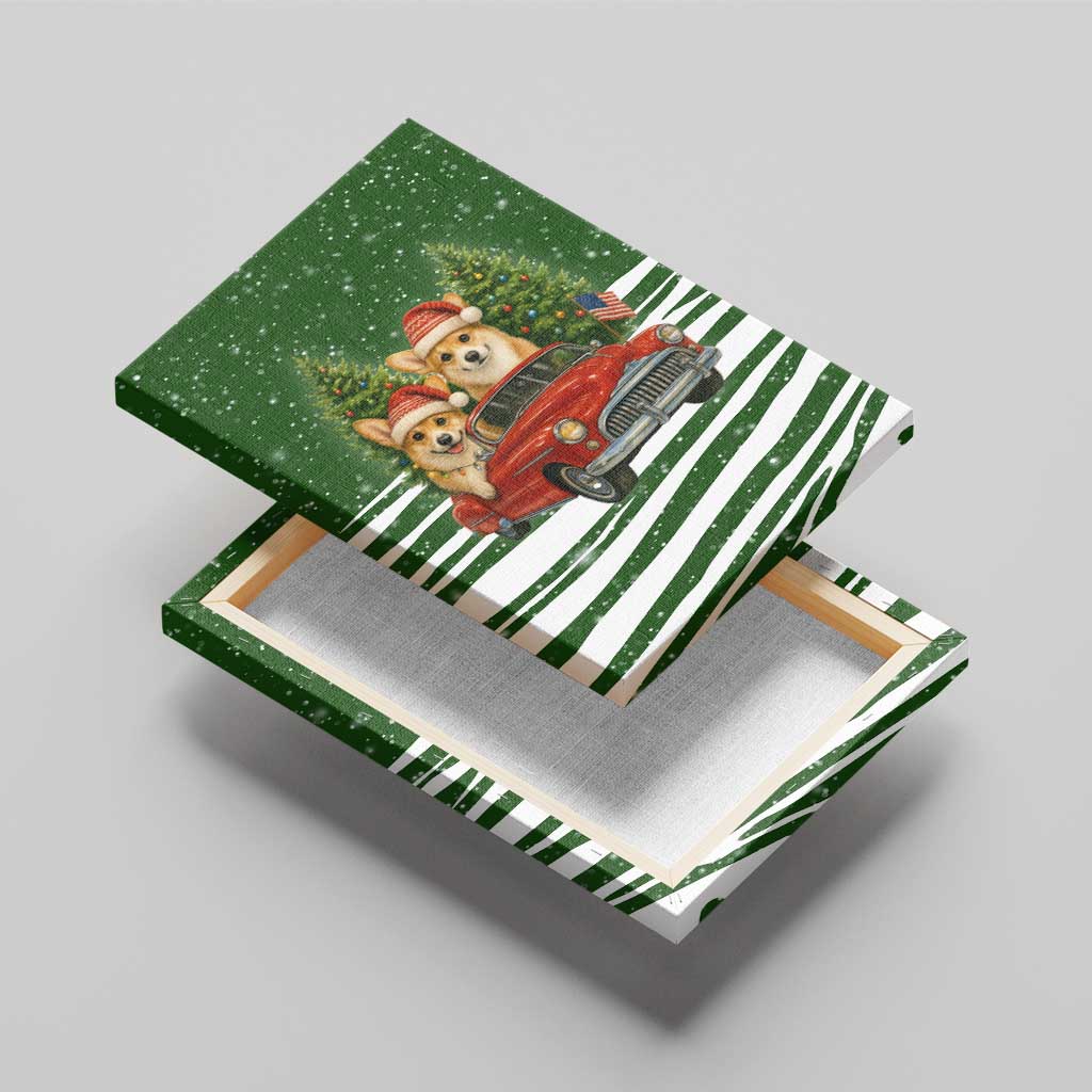 Pembroke Welsh Corgi Dog Xmas Christmas Canvas Wall Art Xmas Holiday Patterns - Wonder Print Shop