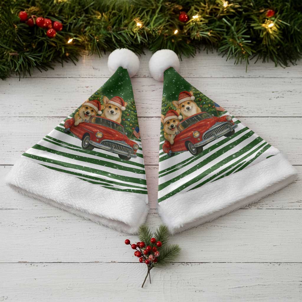 Pembroke Welsh Corgi Dog Xmas Christmas Santa Hat Xmas Holiday Patterns - Wonder Print Shop