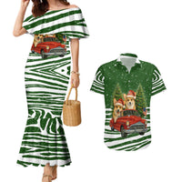 Pembroke Welsh Corgi Dog Xmas Christmas Couples Matching Mermaid Dress and Hawaiian Shirt Xmas Holiday Patterns - Wonder Print Shop