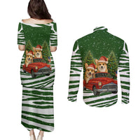 Pembroke Welsh Corgi Dog Xmas Christmas Couples Matching Puletasi and Long Sleeve Button Shirt Xmas Holiday Patterns - Wonder Print Shop