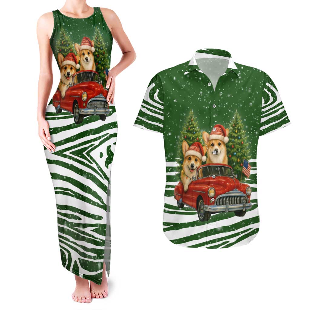 Pembroke Welsh Corgi Dog Xmas Christmas Couples Matching Tank Maxi Dress and Hawaiian Shirt Xmas Holiday Patterns - Wonder Print Shop