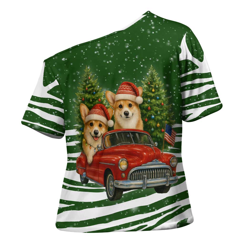 Pembroke Welsh Corgi Dog Xmas Christmas Cross Shoulder Shirt Xmas Holiday Patterns - Wonder Print Shop