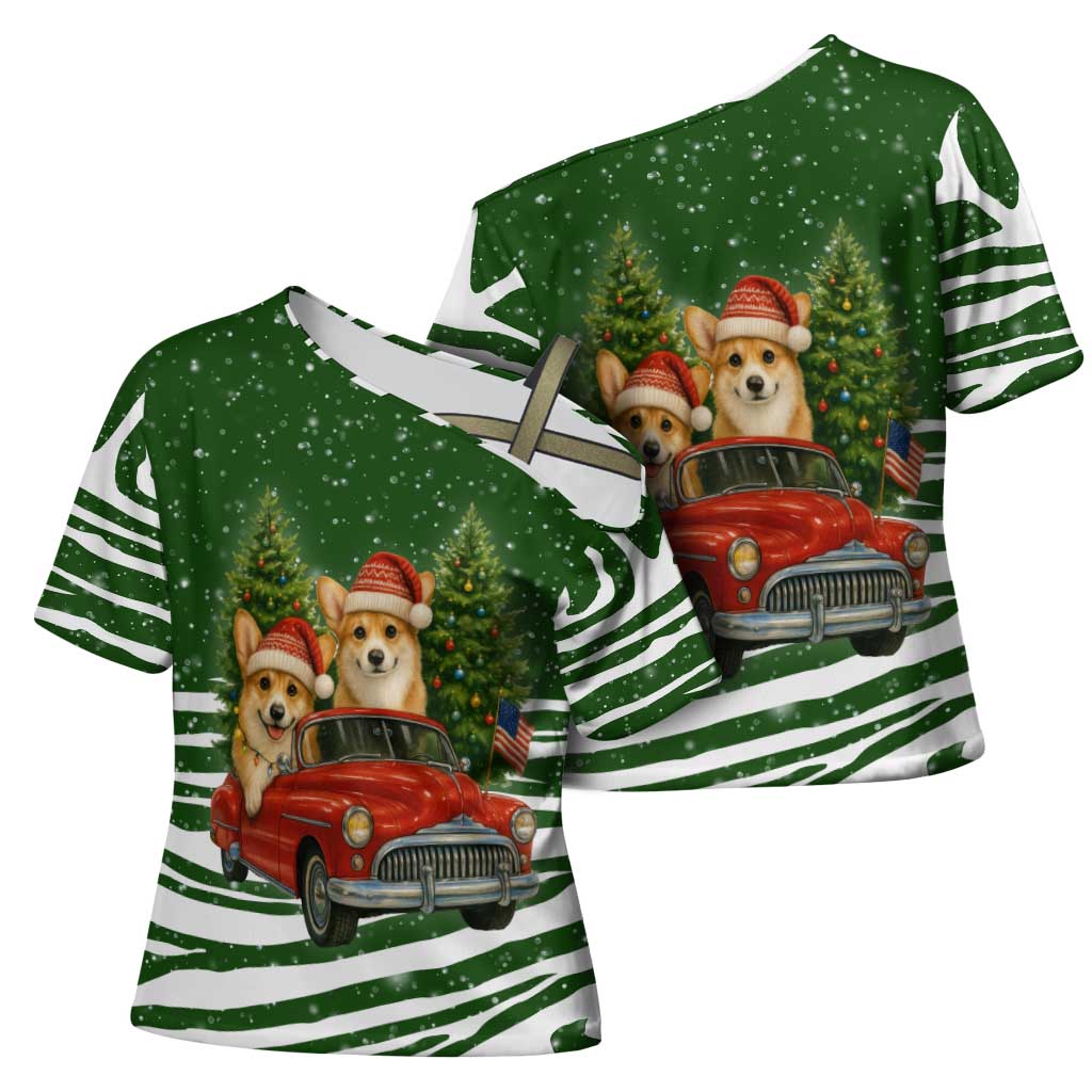 Pembroke Welsh Corgi Dog Xmas Christmas Cross Shoulder Shirt Xmas Holiday Patterns - Wonder Print Shop
