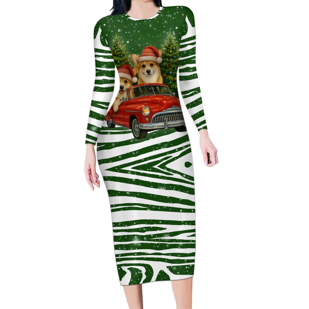 Pembroke Welsh Corgi Dog Xmas Christmas Family Matching Long Sleeve Bodycon Dress and Hawaiian Shirt Xmas Holiday Patterns - Wonder Print Shop