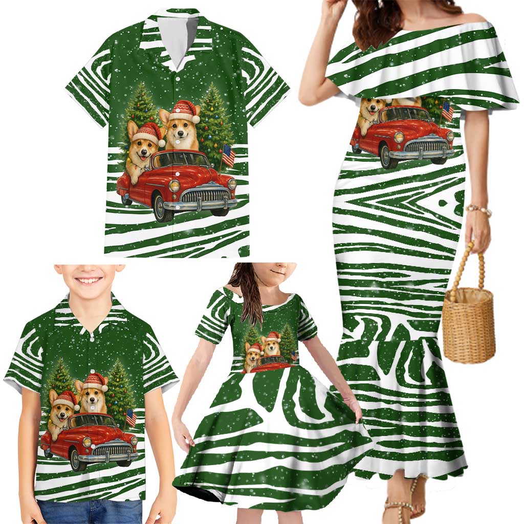 Pembroke Welsh Corgi Dog Xmas Christmas Family Matching Mermaid Dress and Hawaiian Shirt Xmas Holiday Patterns - Wonder Print Shop