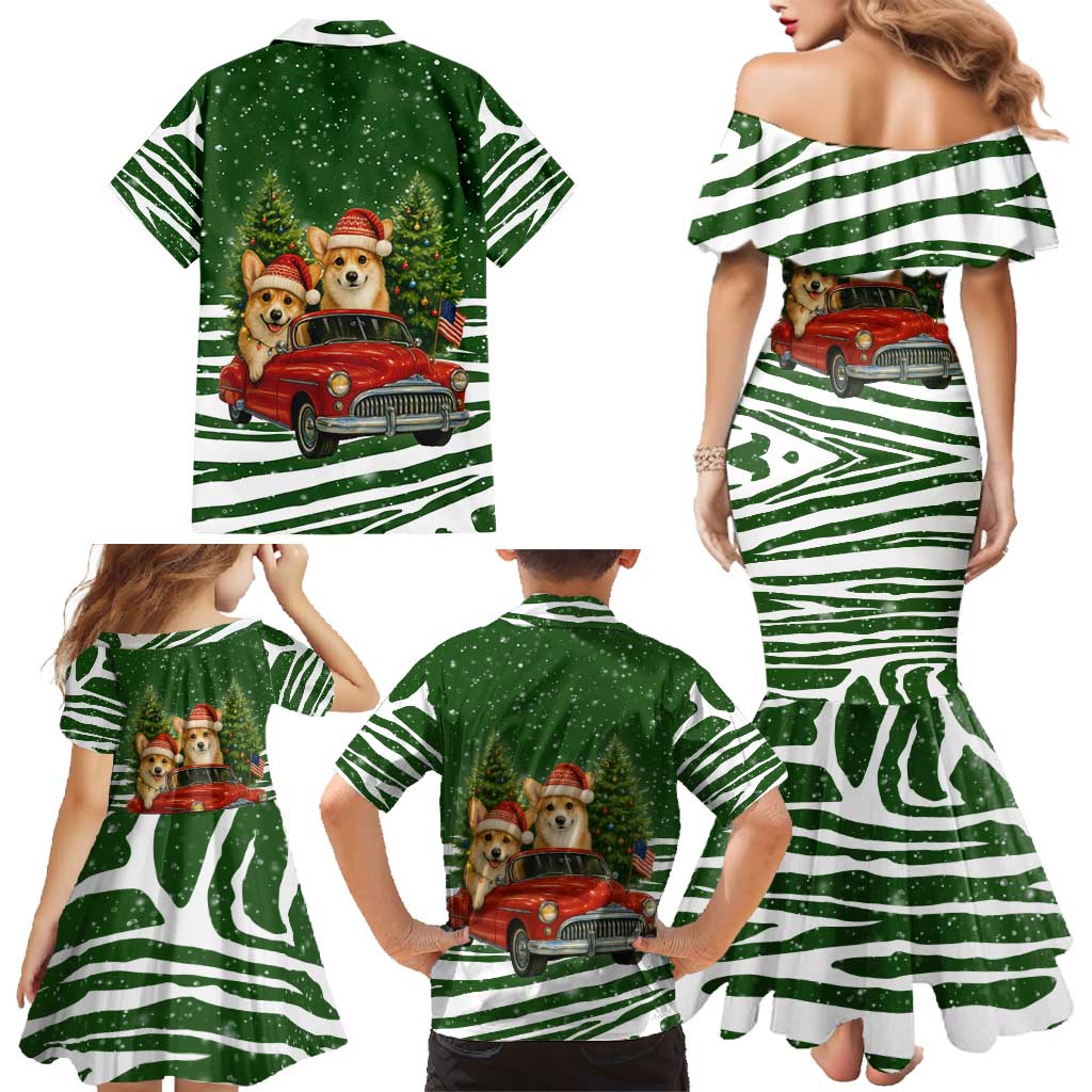 Pembroke Welsh Corgi Dog Xmas Christmas Family Matching Mermaid Dress and Hawaiian Shirt Xmas Holiday Patterns - Wonder Print Shop