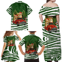 Pembroke Welsh Corgi Dog Xmas Christmas Family Matching Off Shoulder Maxi Dress and Hawaiian Shirt Xmas Holiday Patterns - Wonder Print Shop