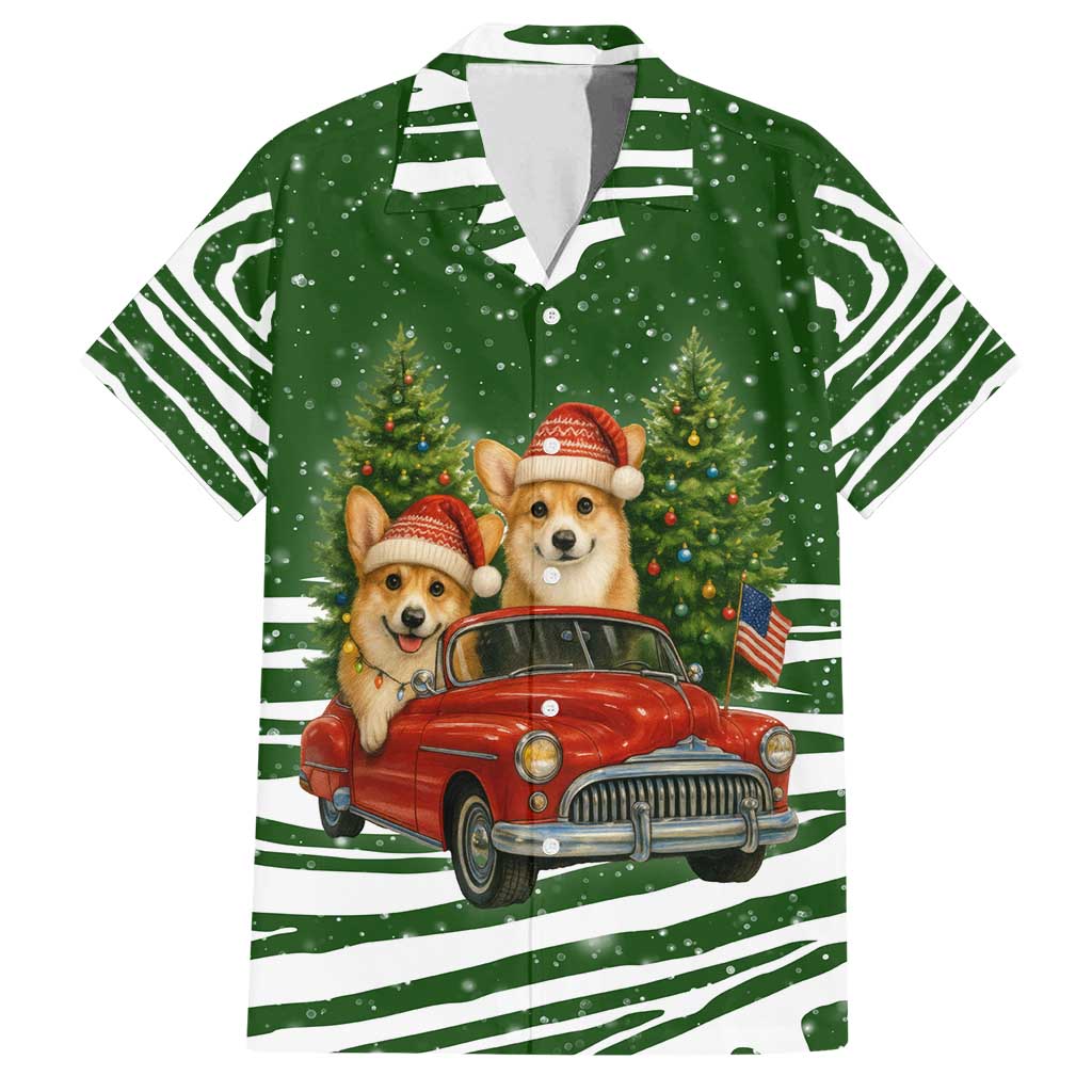 Pembroke Welsh Corgi Dog Xmas Christmas Family Matching Off Shoulder Maxi Dress and Hawaiian Shirt Xmas Holiday Patterns - Wonder Print Shop