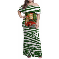 Pembroke Welsh Corgi Dog Xmas Christmas Family Matching Off Shoulder Maxi Dress and Hawaiian Shirt Xmas Holiday Patterns - Wonder Print Shop