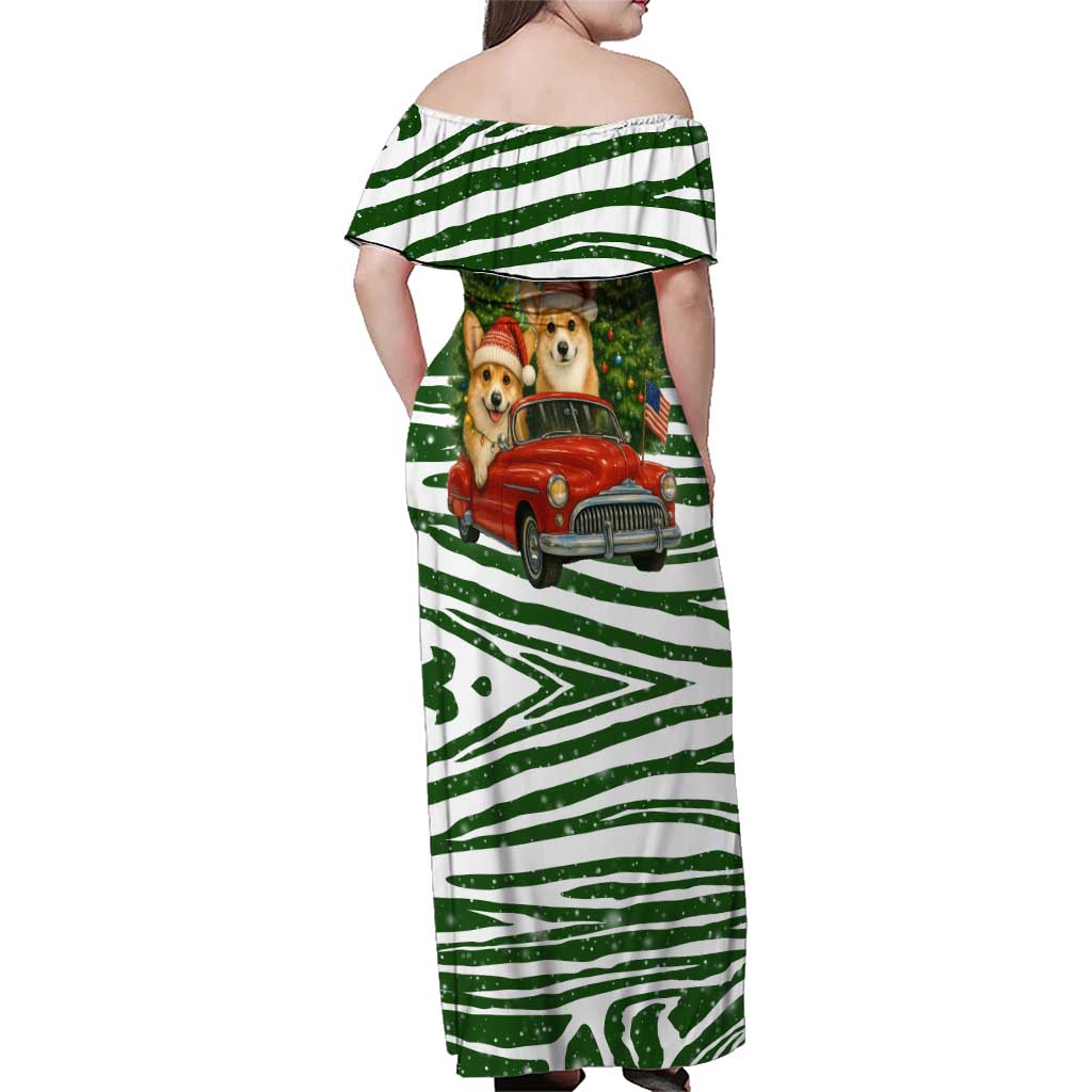 Pembroke Welsh Corgi Dog Xmas Christmas Family Matching Off Shoulder Maxi Dress and Hawaiian Shirt Xmas Holiday Patterns - Wonder Print Shop