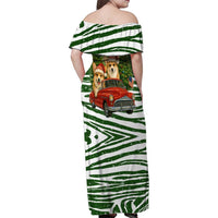 Pembroke Welsh Corgi Dog Xmas Christmas Family Matching Off Shoulder Maxi Dress and Hawaiian Shirt Xmas Holiday Patterns - Wonder Print Shop