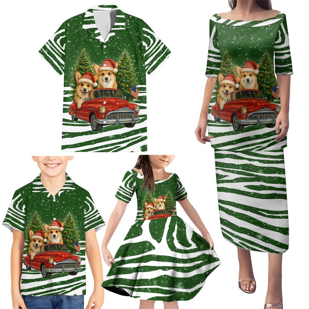 Pembroke Welsh Corgi Dog Xmas Christmas Family Matching Puletasi and Hawaiian Shirt Xmas Holiday Patterns - Wonder Print Shop