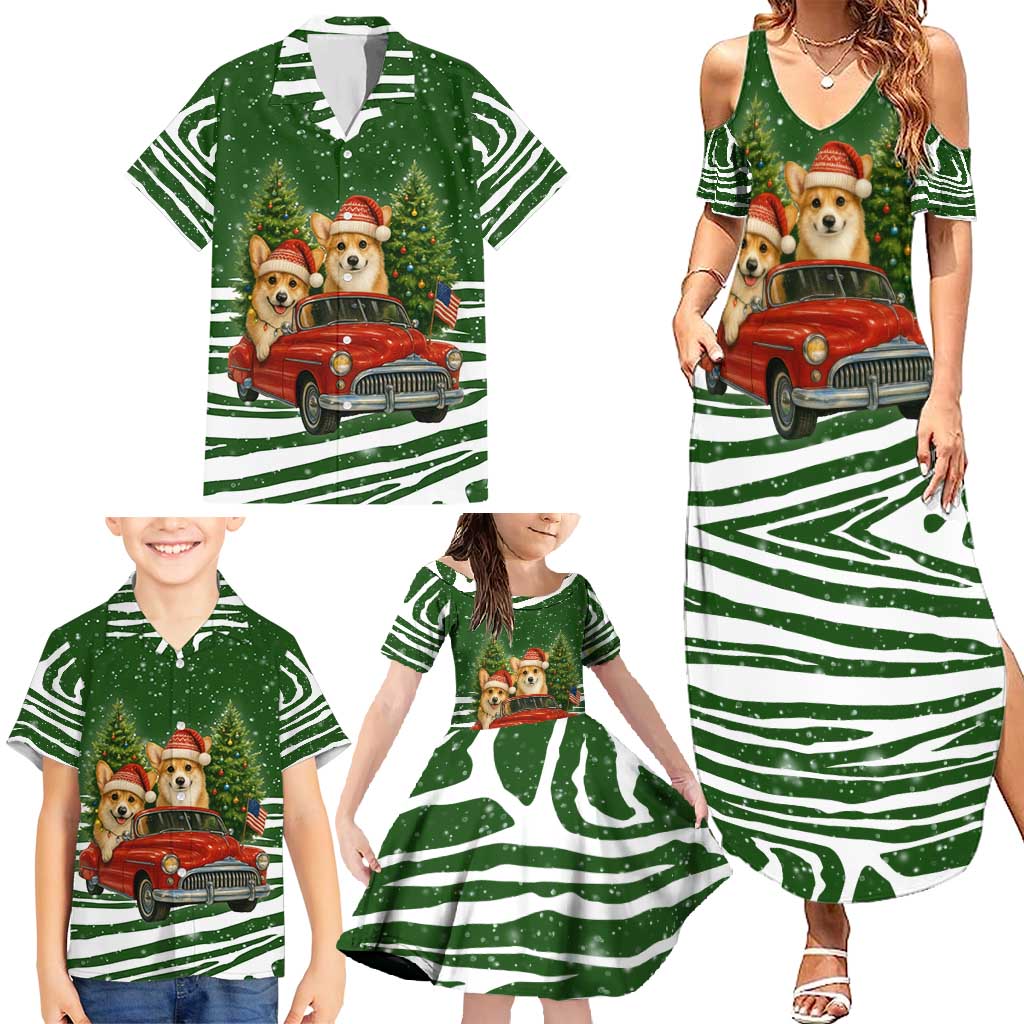 Pembroke Welsh Corgi Dog Xmas Christmas Family Matching Summer Maxi Dress and Hawaiian Shirt Xmas Holiday Patterns - Wonder Print Shop