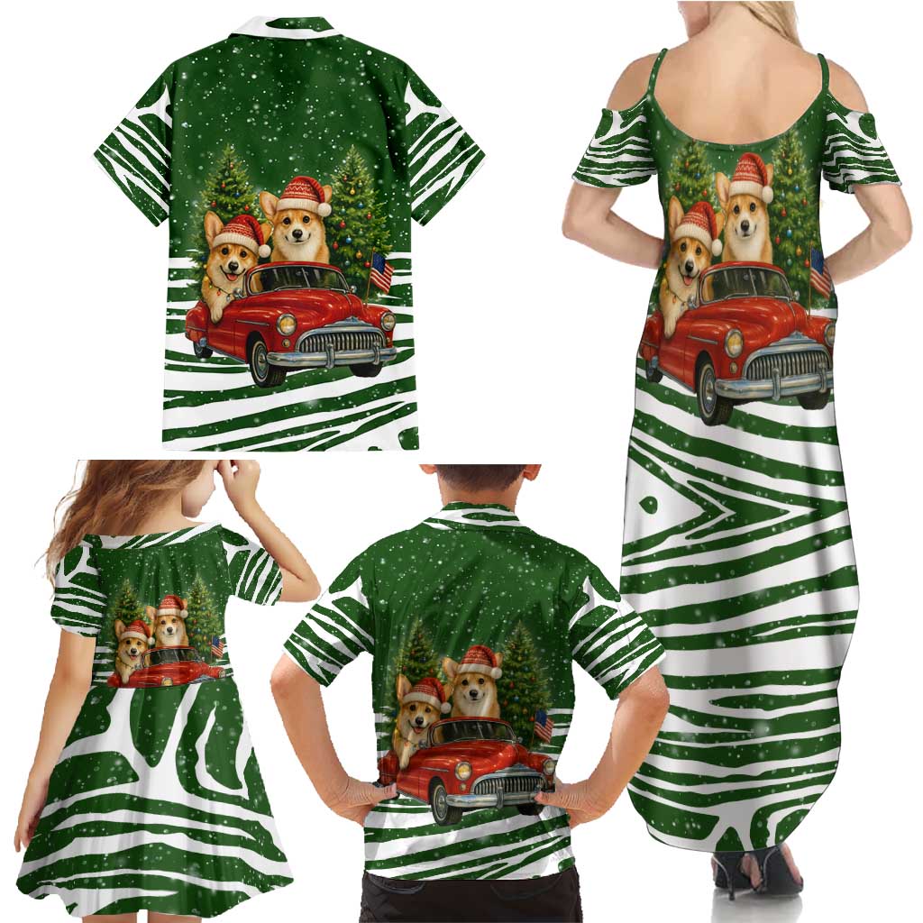 Pembroke Welsh Corgi Dog Xmas Christmas Family Matching Summer Maxi Dress and Hawaiian Shirt Xmas Holiday Patterns - Wonder Print Shop