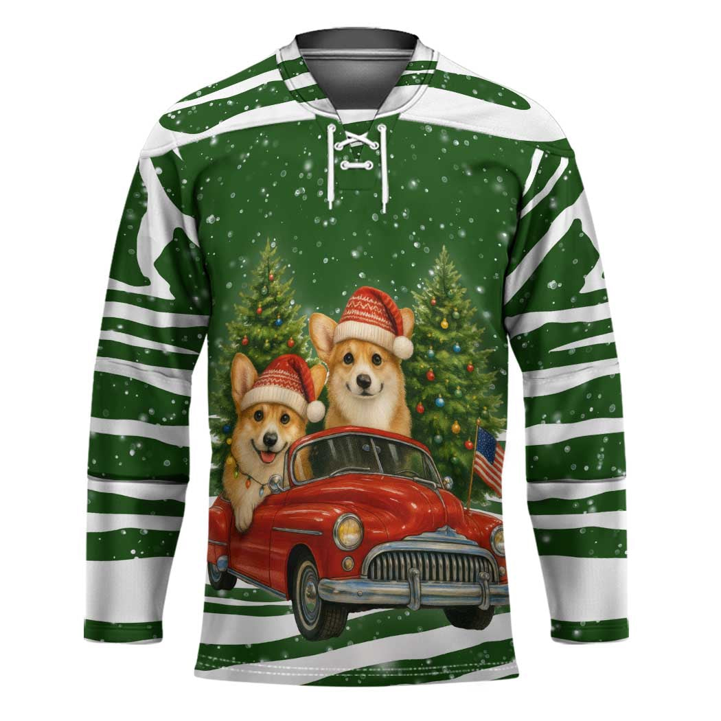 Pembroke Welsh Corgi Dog Xmas Christmas Hockey Jersey Xmas Holiday Patterns - Wonder Print Shop