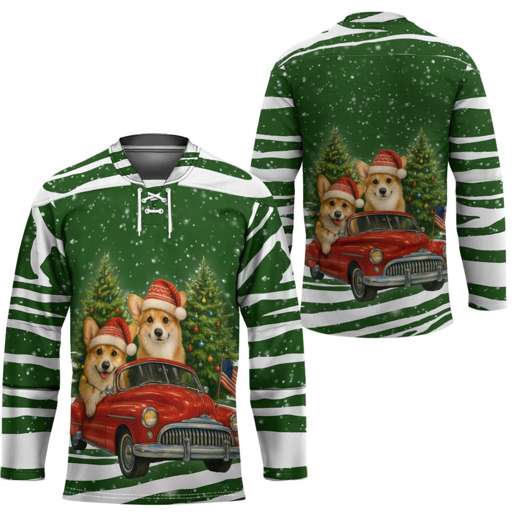 Pembroke Welsh Corgi Dog Xmas Christmas Hockey Jersey Xmas Holiday Patterns - Wonder Print Shop