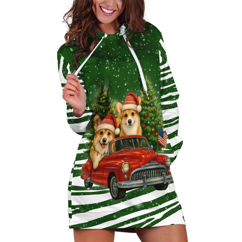 Pembroke Welsh Corgi Dog Xmas Christmas Hoodie Dress Xmas Holiday Patterns - Wonder Print Shop