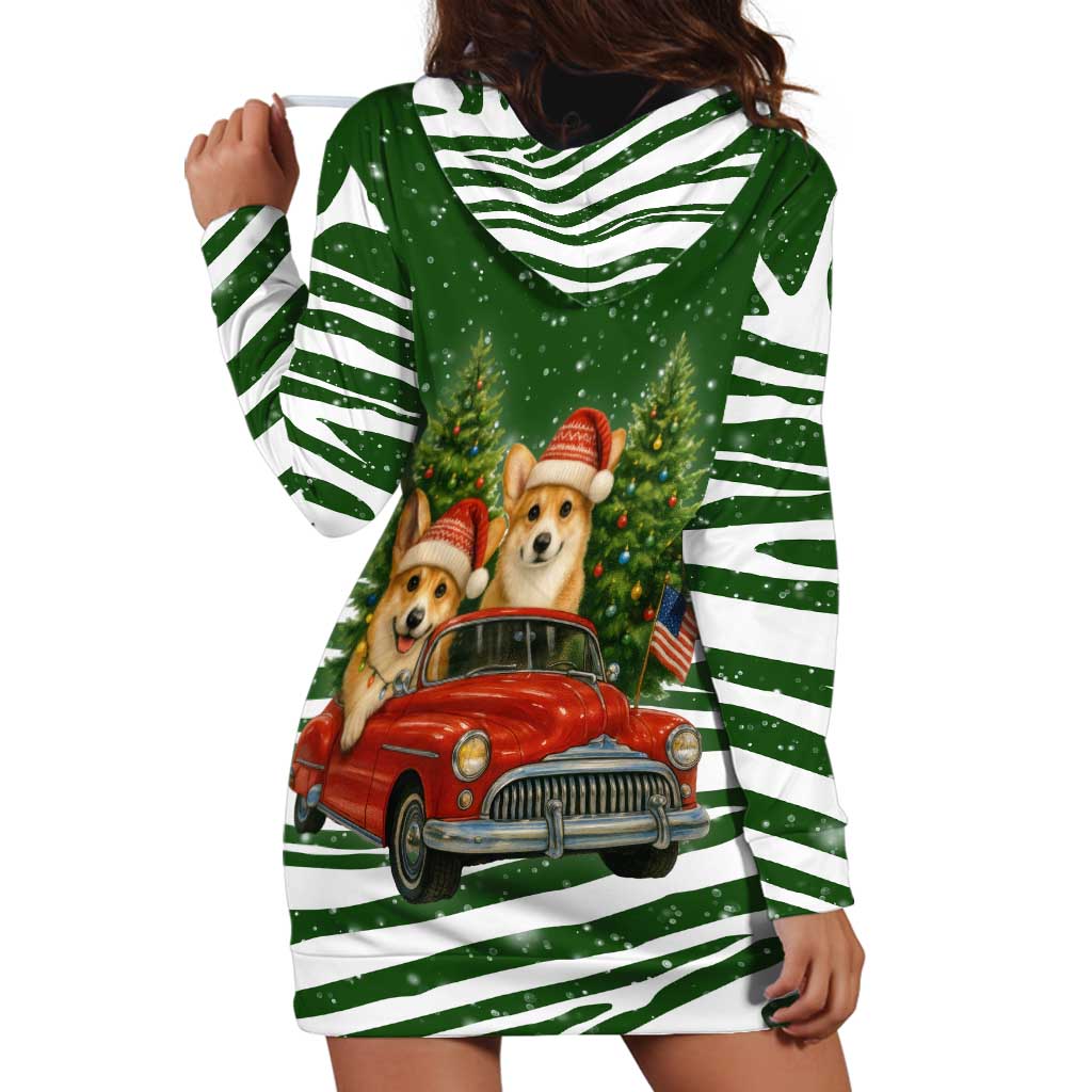 Pembroke Welsh Corgi Dog Xmas Christmas Hoodie Dress Xmas Holiday Patterns - Wonder Print Shop