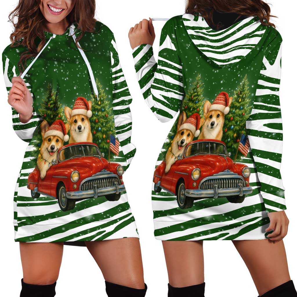Pembroke Welsh Corgi Dog Xmas Christmas Hoodie Dress Xmas Holiday Patterns - Wonder Print Shop