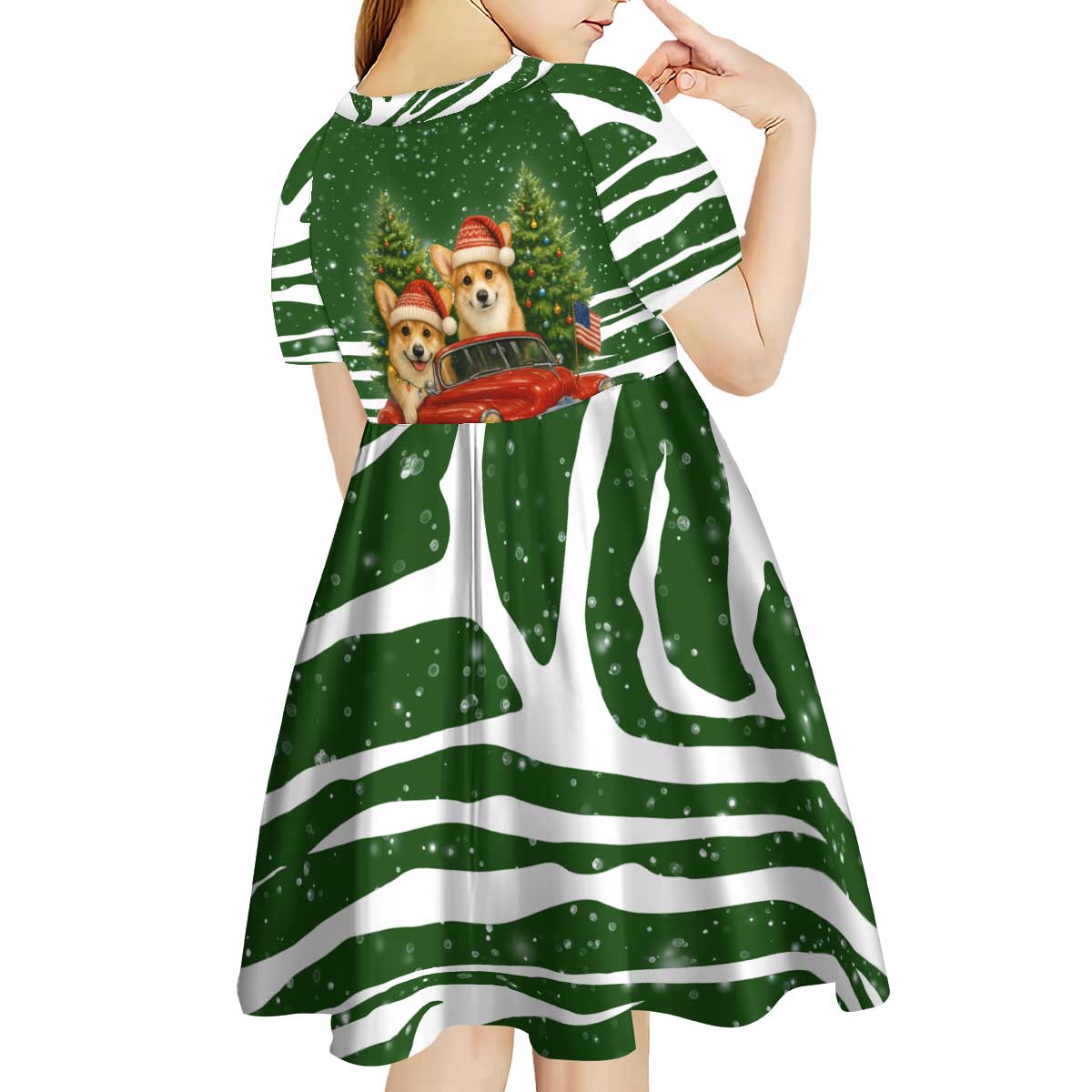 Pembroke Welsh Corgi Dog Xmas Christmas Kid Short Sleeve Dress Xmas Holiday Patterns - Wonder Print Shop