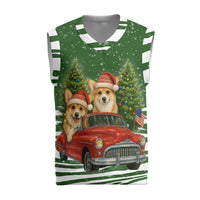 Pembroke Welsh Corgi Dog Xmas Christmas Knitted V-Neck Vest Xmas Holiday Patterns - Wonder Print Shop