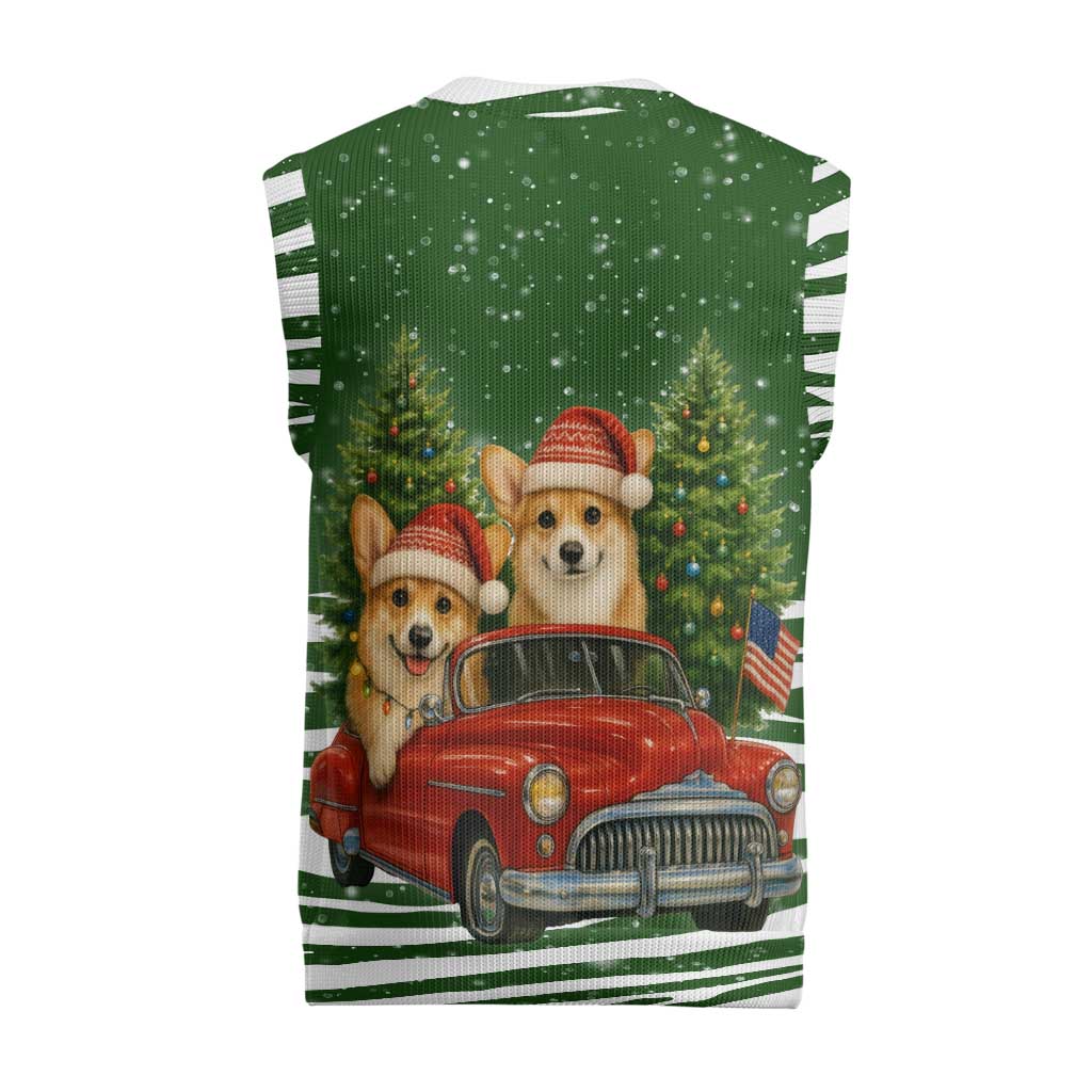 Pembroke Welsh Corgi Dog Xmas Christmas Knitted V-Neck Vest Xmas Holiday Patterns - Wonder Print Shop