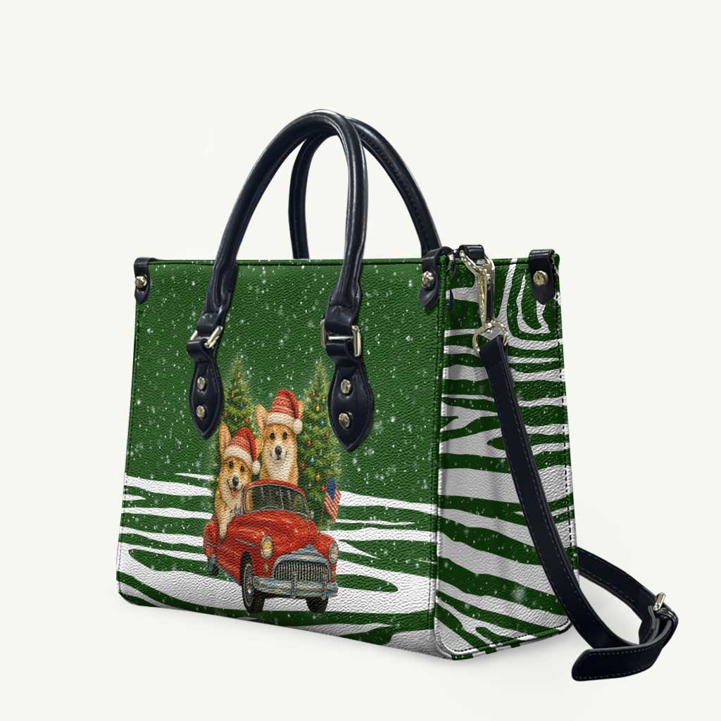 Pembroke Welsh Corgi Dog Xmas Christmas Leather Bag Xmas Holiday Patterns - Wonder Print Shop
