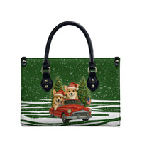 Pembroke Welsh Corgi Dog Xmas Christmas Leather Bag Xmas Holiday Patterns - Wonder Print Shop