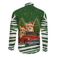 Pembroke Welsh Corgi Dog Xmas Christmas Long Sleeve Button Shirt Xmas Holiday Patterns - Wonder Print Shop