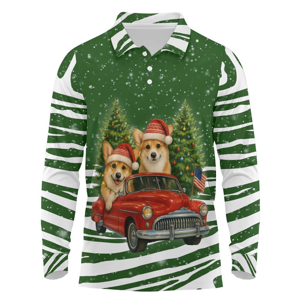 Pembroke Welsh Corgi Dog Xmas Christmas Long Sleeve Polo Shirt Xmas Holiday Patterns - Wonder Print Shop
