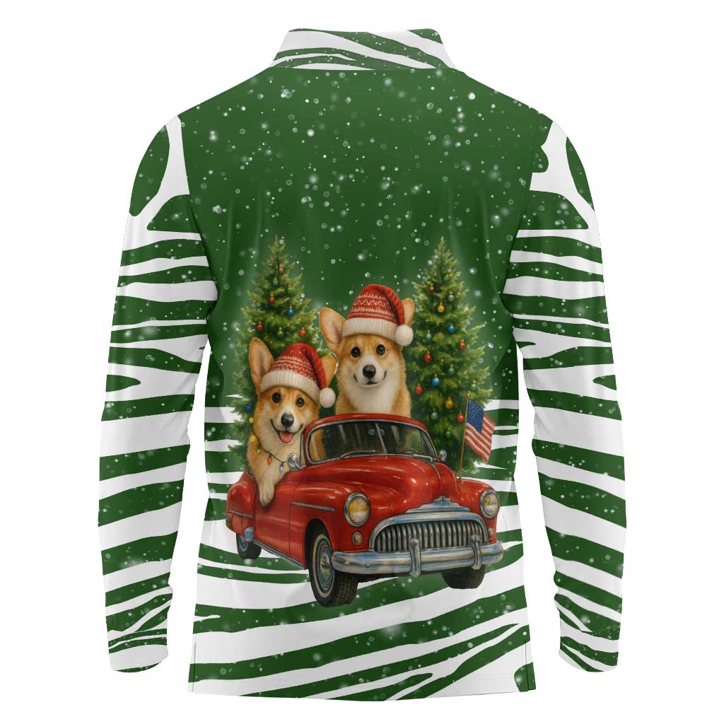 Pembroke Welsh Corgi Dog Xmas Christmas Long Sleeve Polo Shirt Xmas Holiday Patterns - Wonder Print Shop