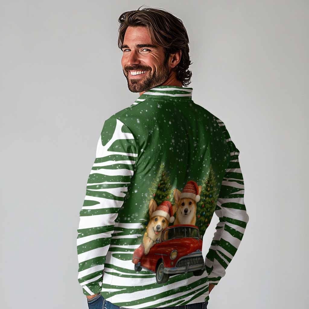 Pembroke Welsh Corgi Dog Xmas Christmas Long Sleeve Polo Shirt Xmas Holiday Patterns - Wonder Print Shop