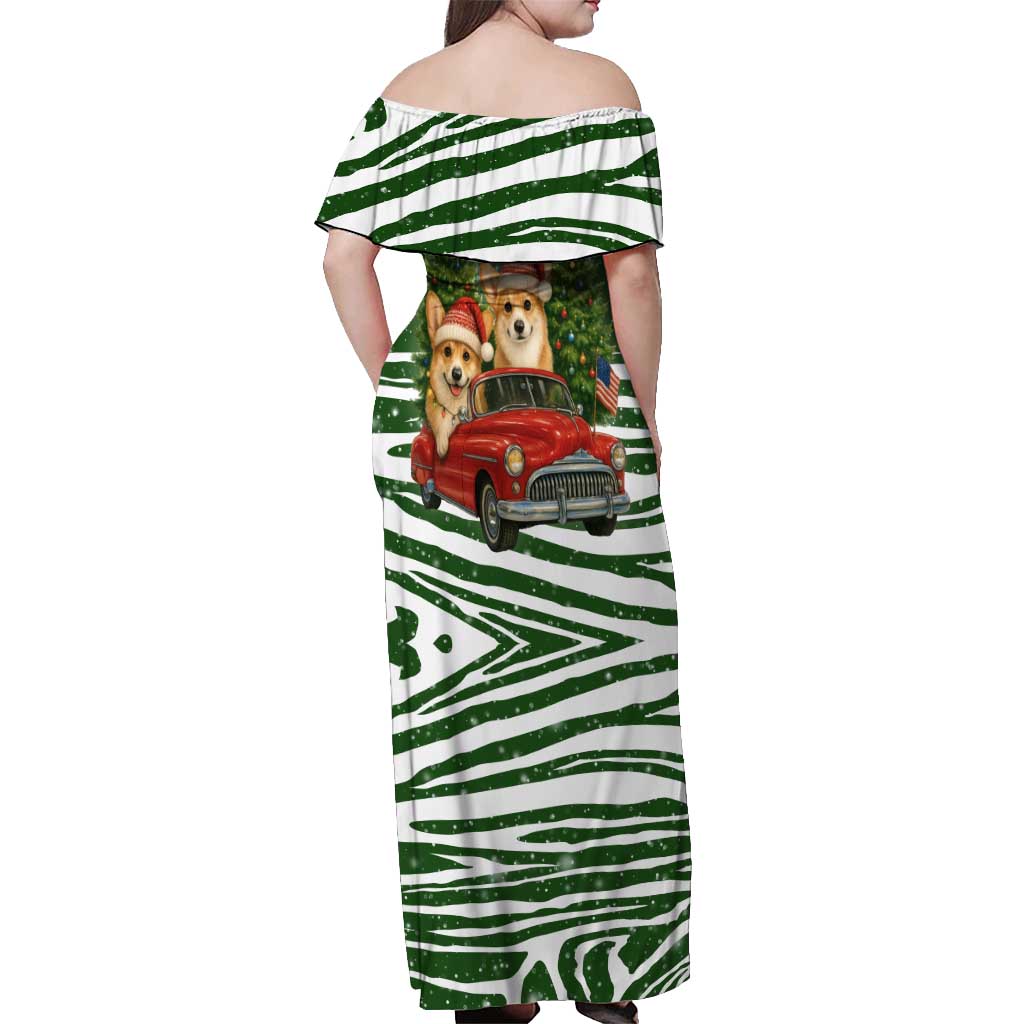 Pembroke Welsh Corgi Dog Xmas Christmas Off Shoulder Maxi Dress Xmas Holiday Patterns - Wonder Print Shop