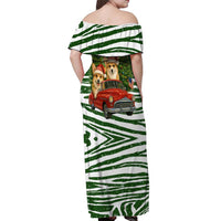 Pembroke Welsh Corgi Dog Xmas Christmas Off Shoulder Maxi Dress Xmas Holiday Patterns - Wonder Print Shop
