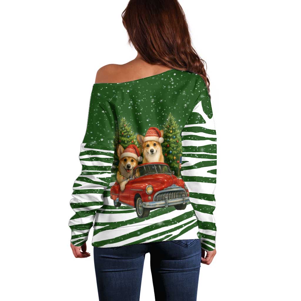 Pembroke Welsh Corgi Dog Xmas Christmas Off Shoulder Sweater Xmas Holiday Patterns - Wonder Print Shop