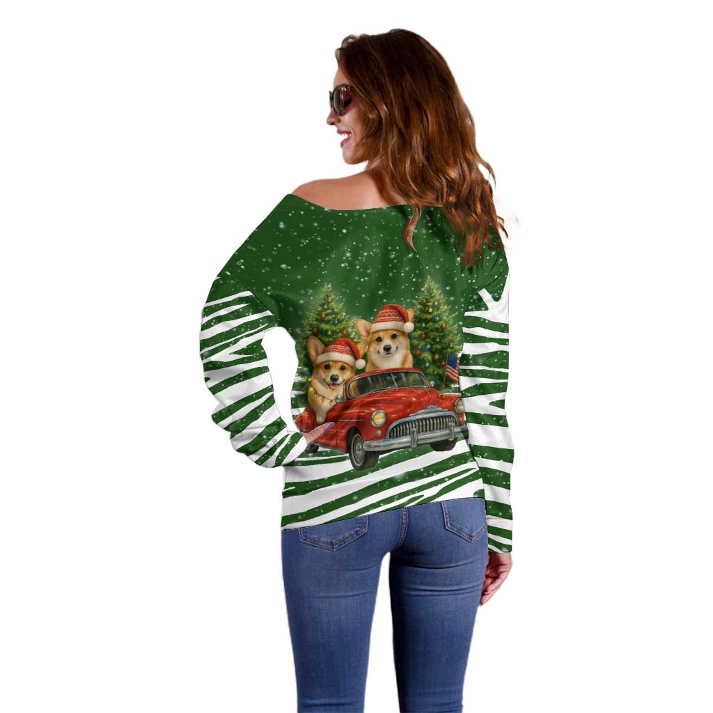 Pembroke Welsh Corgi Dog Xmas Christmas Off Shoulder Sweater Xmas Holiday Patterns - Wonder Print Shop