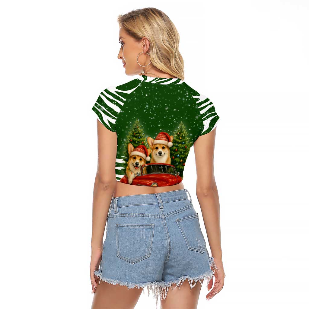 Pembroke Welsh Corgi Dog Xmas Christmas Raglan Cropped T Shirt Xmas Holiday Patterns - Wonder Print Shop
