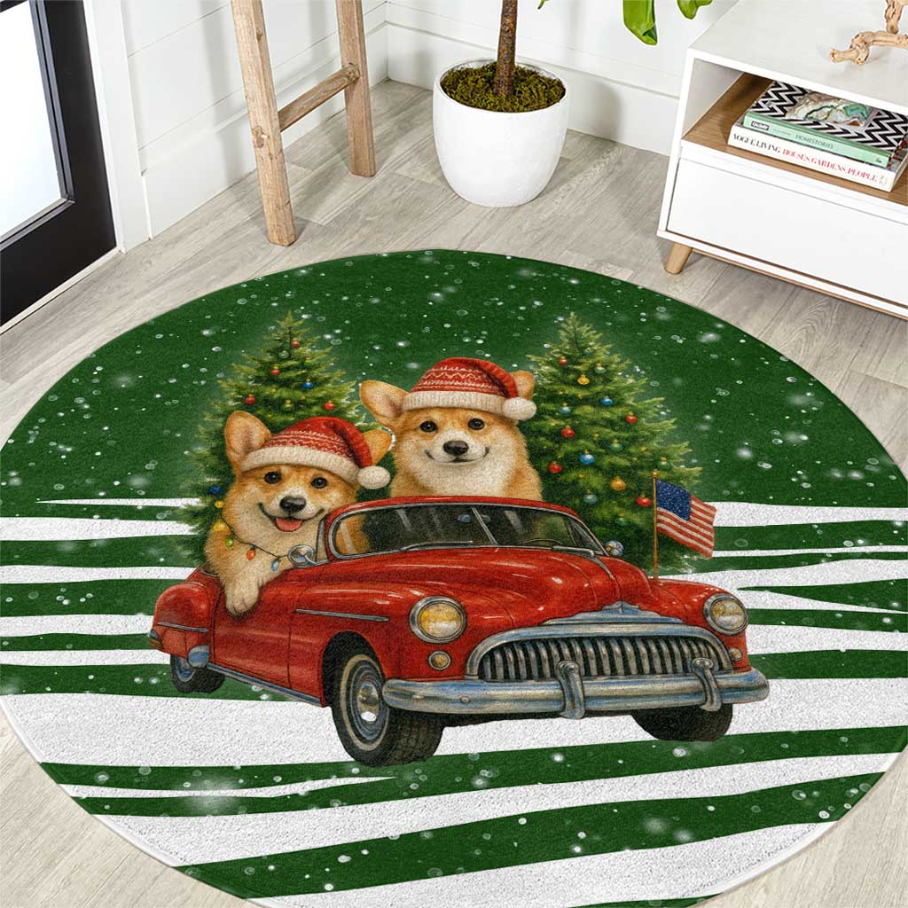 Pembroke Welsh Corgi Dog Xmas Christmas Round Carpet Xmas Holiday Patterns - Wonder Print Shop