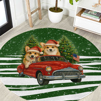 Pembroke Welsh Corgi Dog Xmas Christmas Round Carpet Xmas Holiday Patterns - Wonder Print Shop