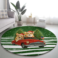 Pembroke Welsh Corgi Dog Xmas Christmas Round Carpet Xmas Holiday Patterns - Wonder Print Shop