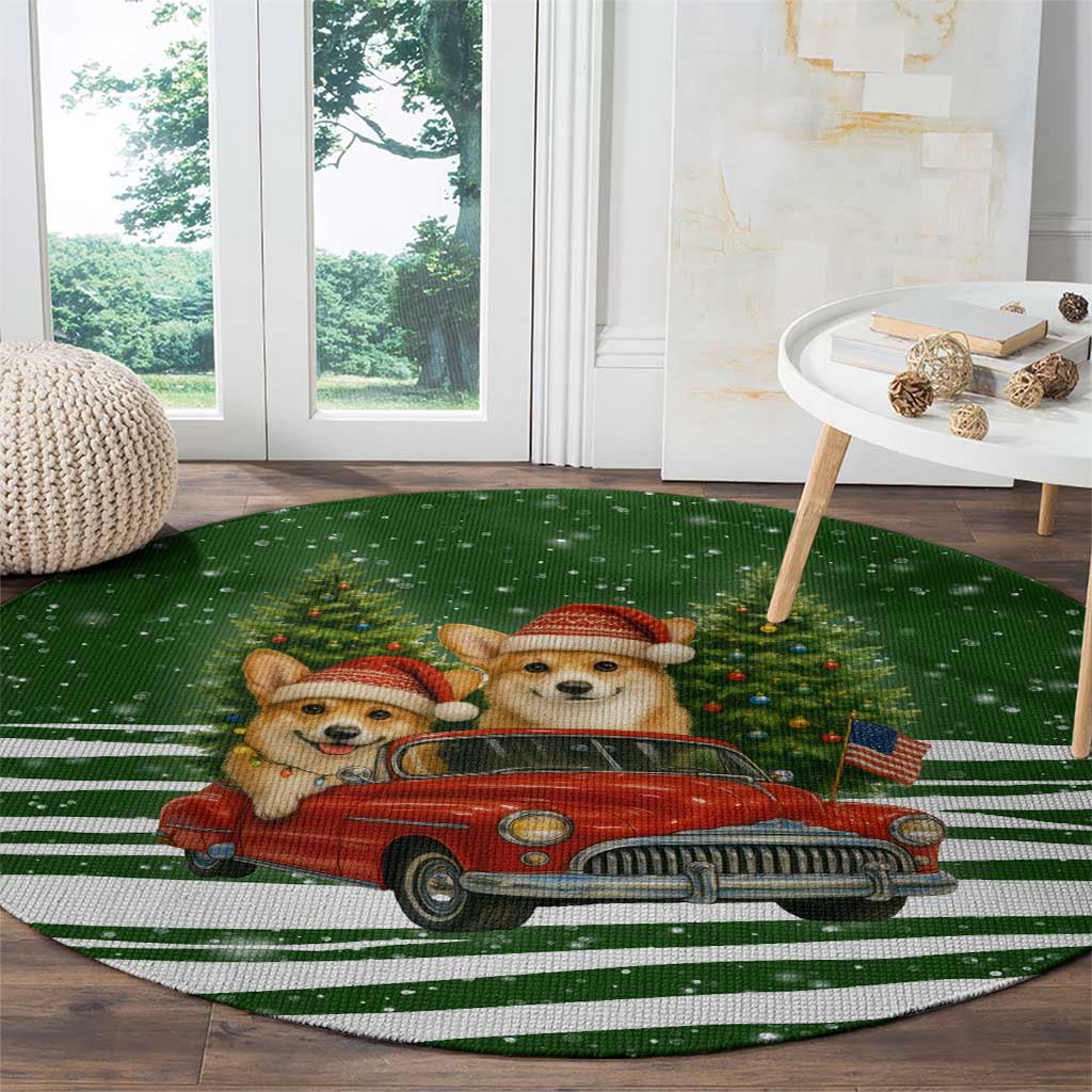 Pembroke Welsh Corgi Dog Xmas Christmas Round Carpet Xmas Holiday Patterns - Wonder Print Shop