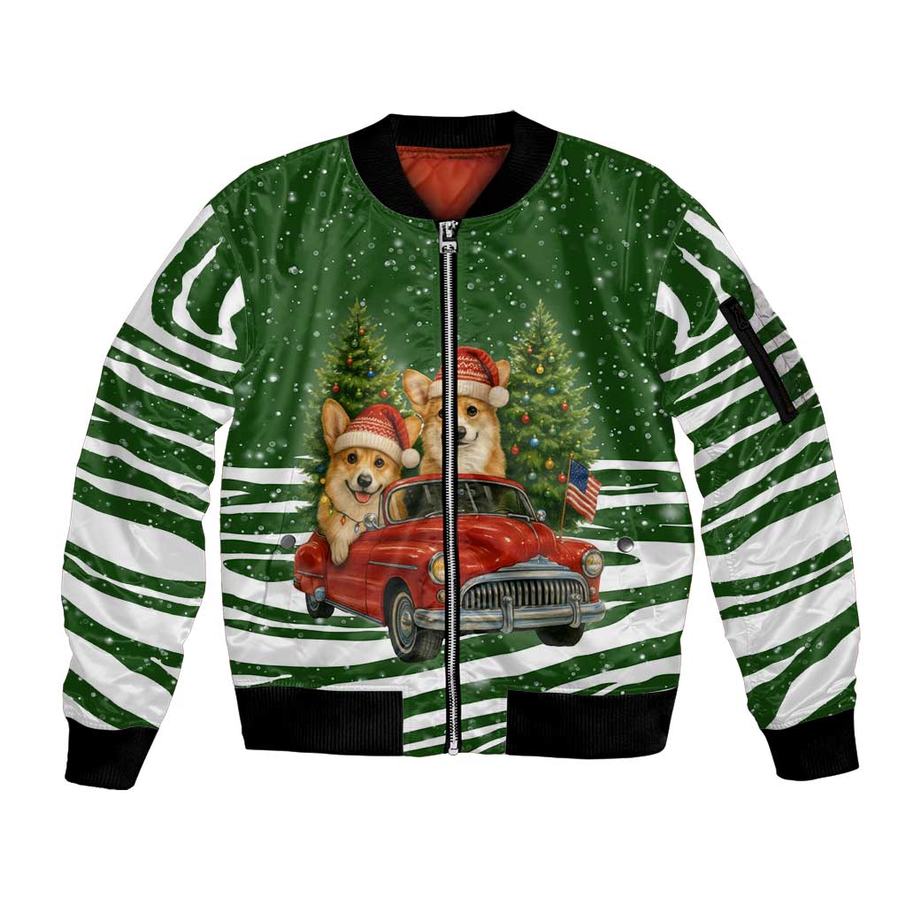 Pembroke Welsh Corgi Dog Xmas Christmas Sleeve Zip Bomber Jacket Xmas Holiday Patterns - Wonder Print Shop