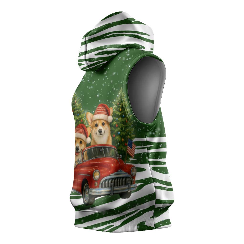 Pembroke Welsh Corgi Dog Xmas Christmas Sleeveless Hoodie Xmas Holiday Patterns - Wonder Print Shop