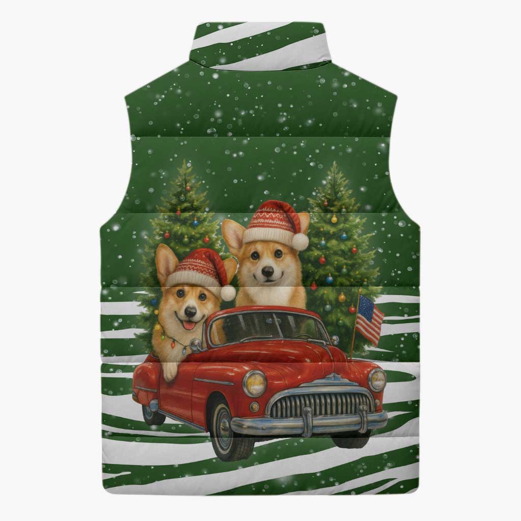 Pembroke Welsh Corgi Dog Xmas Christmas Sleeveless Puffer Jacket Xmas Holiday Patterns - Wonder Print Shop