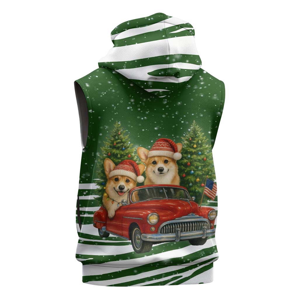 Pembroke Welsh Corgi Dog Xmas Christmas Sleeveless Zip Hoodie Xmas Holiday Patterns - Wonder Print Shop