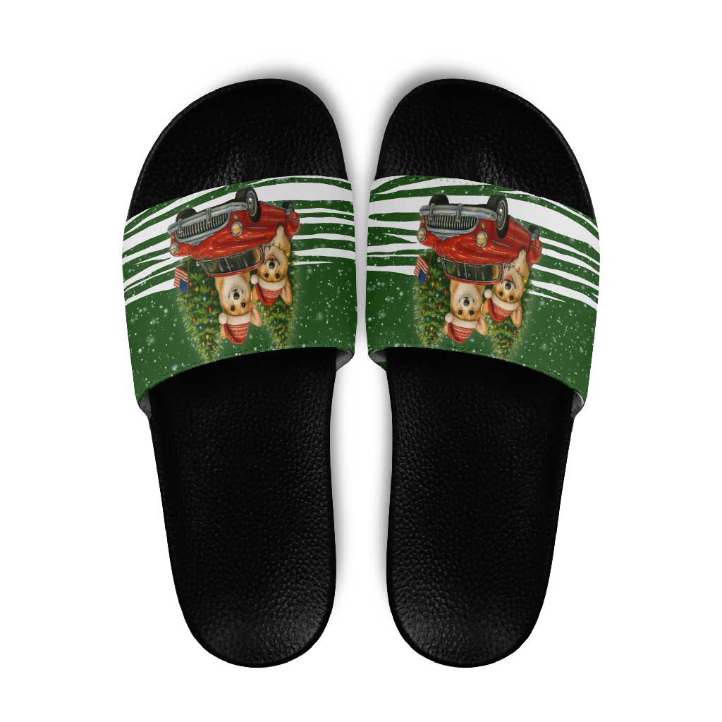 Pembroke Welsh Corgi Dog Xmas Christmas Slide Sandals Xmas Holiday Patterns - Wonder Print Shop