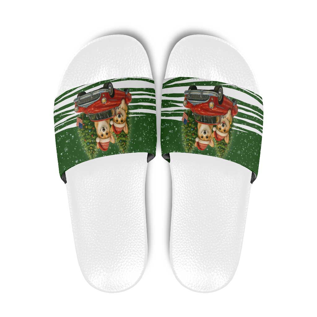 Pembroke Welsh Corgi Dog Xmas Christmas Slide Sandals Xmas Holiday Patterns - Wonder Print Shop