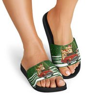 Pembroke Welsh Corgi Dog Xmas Christmas Slide Sandals Xmas Holiday Patterns - Wonder Print Shop